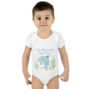 Watercolor Dolphin Onesie | Sea You Later, Nap Time! Baby Onesie | Ocean-Themed Baby Outfit | Seaborn by Saltwoven