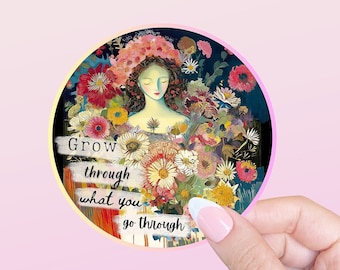Grow Through What You Go Through motivation inspiration Sticker for Junk Journals, planners, scrapbooking, card-making, planners and more!
