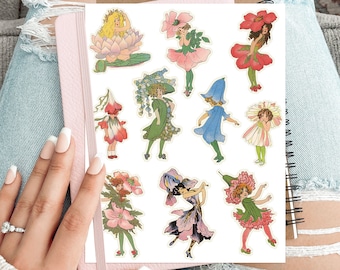 Flower Fairies Sticker Sheet: Vintage Style Scrapbooking Stickers