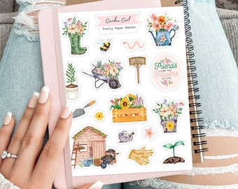 Garden Girl Spring Sticker Sheet for Junk Journals, planners, scrapbooking, card-making, planners and more!