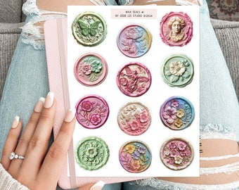 Pretty Wax Seals (faux) Sticker Sheet for Junk Journals, planners, scrapbooking, card-making, planners and more!