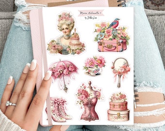 Marie Antoinette Sticker Sheet #1 for Junk Journals, planners, scrapbooking, card-making, planners and more!