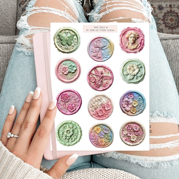 Pretty Wax Seals (faux) Sticker Sheet for Junk Journals, planners, scrapbooking, card-making, planners and more!