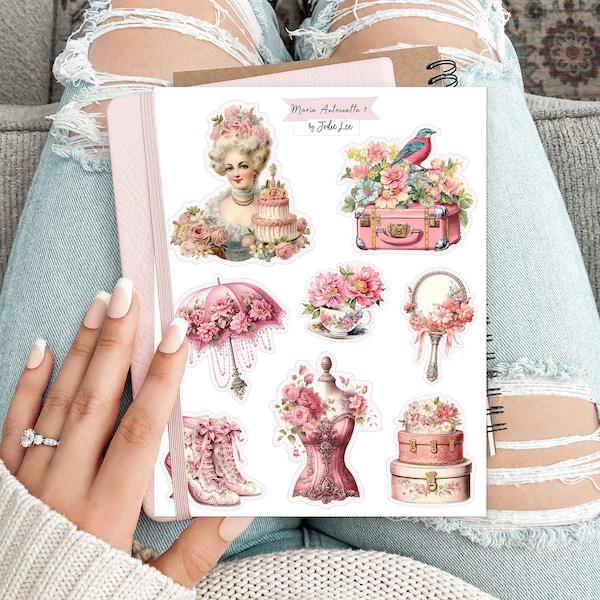 Marie Antoinette Sticker Sheet #1 for Junk Journals, planners, scrapbooking, card-making, planners and more!