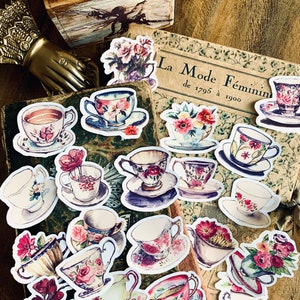 Teacups Sticker or Ephemera Pack #1 for Junk Journals, planners, scrapbooking, card-making, planners and more!