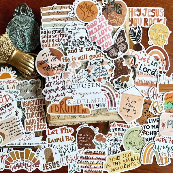 49 Pretty Inspirational Scripture Pack of Mystery Stickers for Junk Journals, planners, scrapbooking, card-making, planners and more!