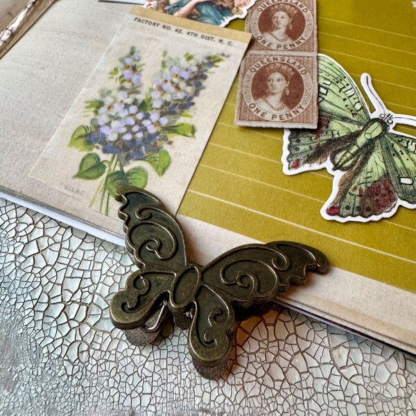 Brass Butterfly Clip for Junk Journals, stationary, paper clip, scrapbooking, bullet journal, planners