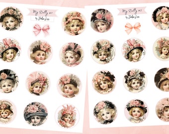 My Dolly Sticker Seals Sheet Set for Junk Journals, planners, scrapbooking, card-making, planners and more!