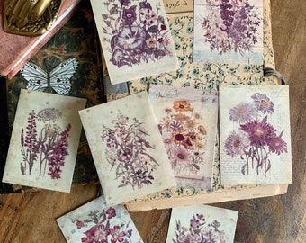 Vintage Wildflowers Sticker Set: Junk Journal Ephemera