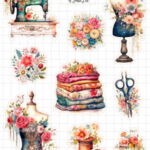 Sew Pretty Sewing Sticker Sheet 2 for Junk Journals, planners, scrapbooking, card-making, planners and more image 4