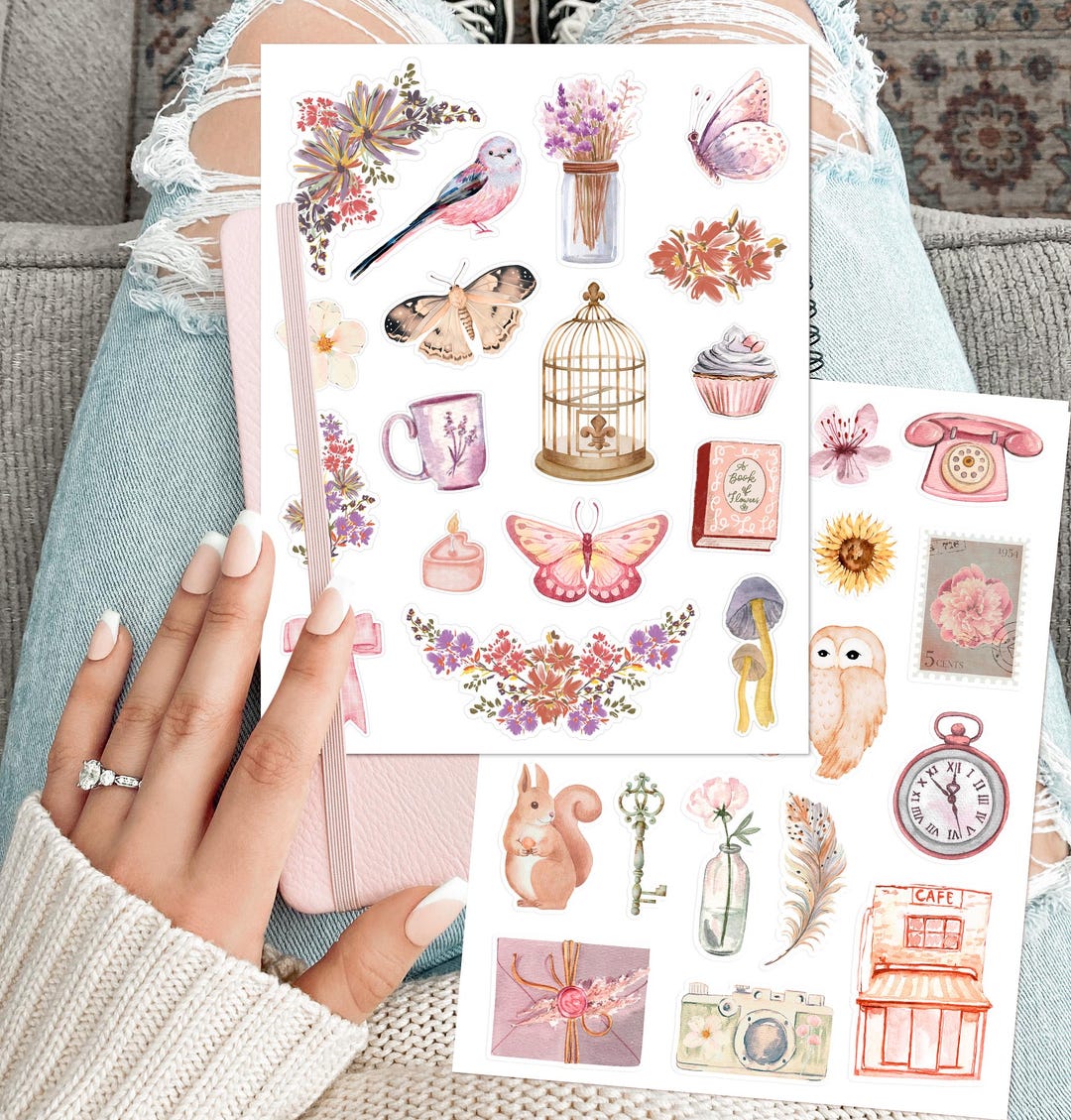 Whimsy Sticker Printable Whimsy & Wonder 2x Sticker Sheets for Junk Journals, Planners ...