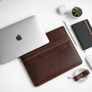 Laptop Leather Portfolio, Leather Portfolio for Men, Personalized Leather Organizer, Leather Laptop Sleeve, Professional Business Portfolio