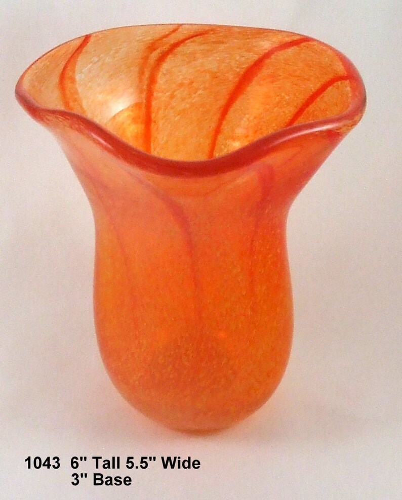 Orange With Yellow Original Hand Blown Glass Vase Etsy