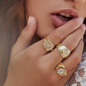 OCTAVIUS RING /// Gold Ring, Gifts for her, Birthday Gift, Statement Ring, Women&#39;s Jewelry, Antique Rings, Vintage Rings, Bohemian Jewelry