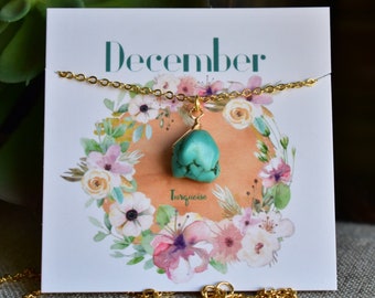 DECEMBER BIRTHSTONE NECKLACE /// Women's Gifts, Layering accessories, Birthday gift, Turquoise Necklace, Gemstone, Jewelry, Gold Chains