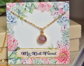 BEST FRIENDS NECKLACE  /// Gemstone Necklace, Women's Gifts, Pink Quartz Layering accessories, Sisters, Cousins, Best Friends, Bohemian Gold