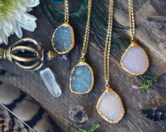 DRUZY LOVE NECKLACE /// Gold Necklace, Druzy, Layering Necklace, Gifts for her, Bohemian Jewelry, Birthday Gift