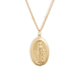 IMMACULATE CONCEPTION MEDAL // Gold Necklace, Religious Jewelry, Catholic Relics, Bohemian Jewelry