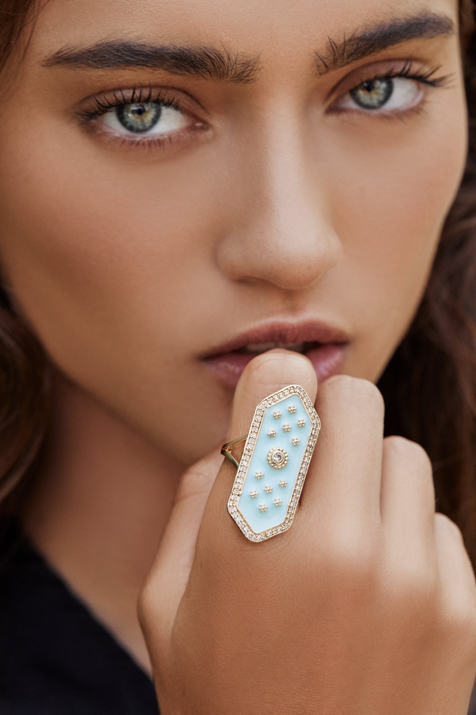 ELOISE RING /// Aqua Blue Enamel Statement Ring Vintage Etsy