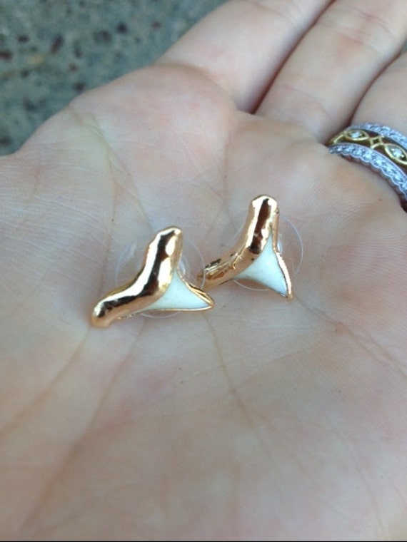 SHARK TOOTH STUDS /// Gold Studs, Silver Studs, Shark Week, Gift for her, Simple Studs, Nautical, Festival Jewelry, Birthday Gift for her