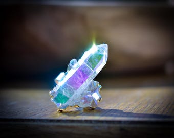 AURA RING /// Crystal Quartz Cluster Jewelry /// Opal Aura /// size 7