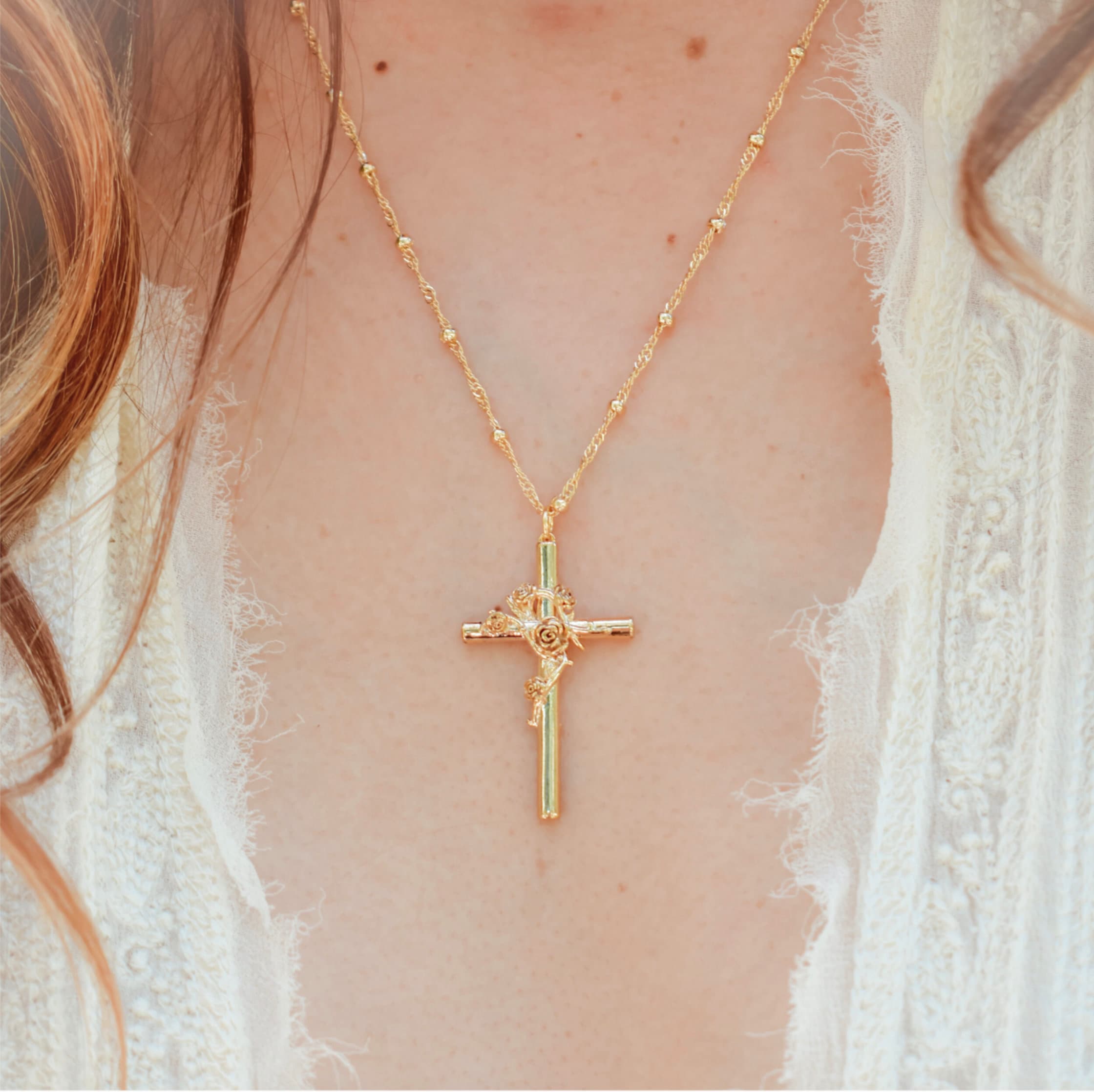 Crown Of Thorns Nail Cross Necklace Rope Chain – Forgiven Jewelry