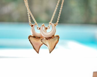 HIGH TIDE // Gold Shark tooth, Crescent Horn Necklace