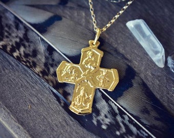 HOLY SPIRIT NECKLACE /// Gold Necklace, Gold Cross, Religious Necklace, Gifts for her, Birthday Gift, Simple Necklace, Layering Necklace