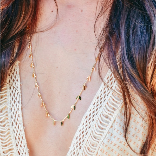 SAGE NECKLACE /// Gold Necklace, Bohemian Jewelry, Festival Necklace, Layering Necklace, Gift for her