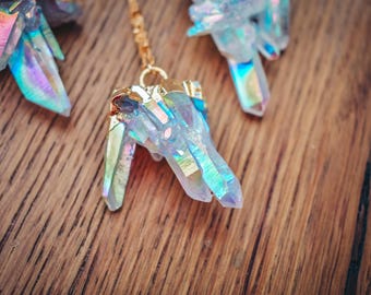OPAL AURA // Quartz cluster necklace // Gold