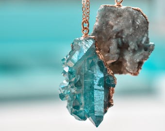 AQUA AURA // Blue Quartz cluster necklace // Gold