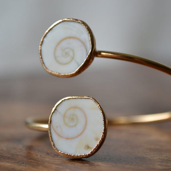 EYE OF SHIVA/// Wrap Bangle, Gold Bracelet, Festival Jewelry, Women's Jewelry, Gifts for her, Earthy Jewelry, Lux Divine