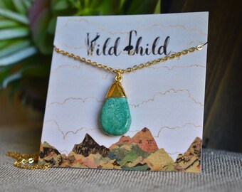 WILD CHILD NECKLACE /// Turquoise Gemstone Necklace, Women's Gifts, Crystal Layering accessories, Bohemian Birthday Gift, Healing Gemstones