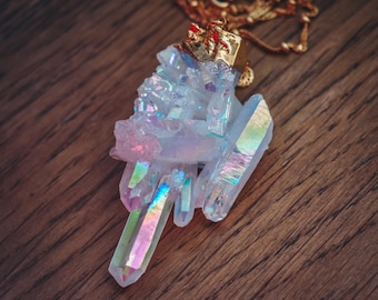 OPAL AURA // Quartz cluster necklace // Gold
