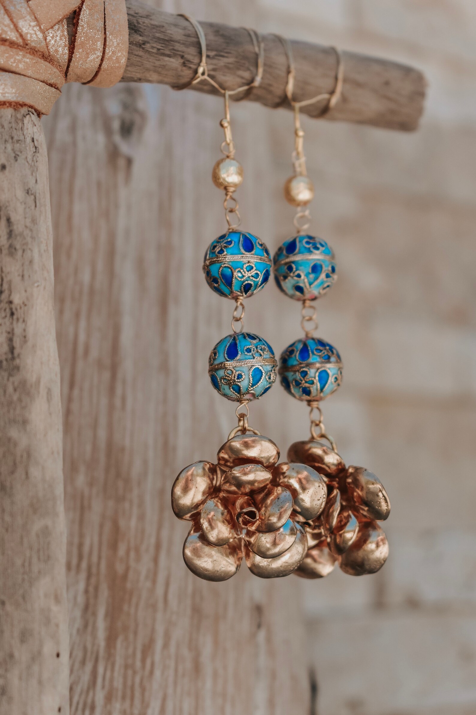 CHRYSANTHEMUM DANGLE EARRINGS /// Statement Earrings Brass Etsy