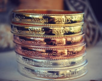 WORLD PEACE BANGLE /// Gold, Silver or Rose Gold