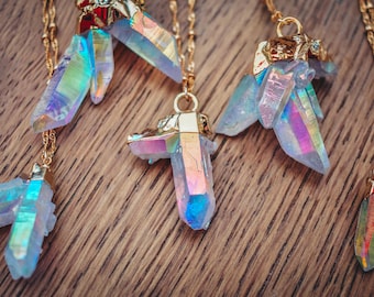 OPAL AURA // Quartz cluster necklace // Gold