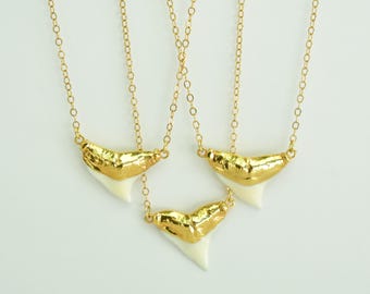 MEGA CHOMP // Gold Shark tooth pendant Necklace