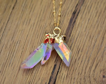 OPAL AURA // Quartz cluster necklace // Gold