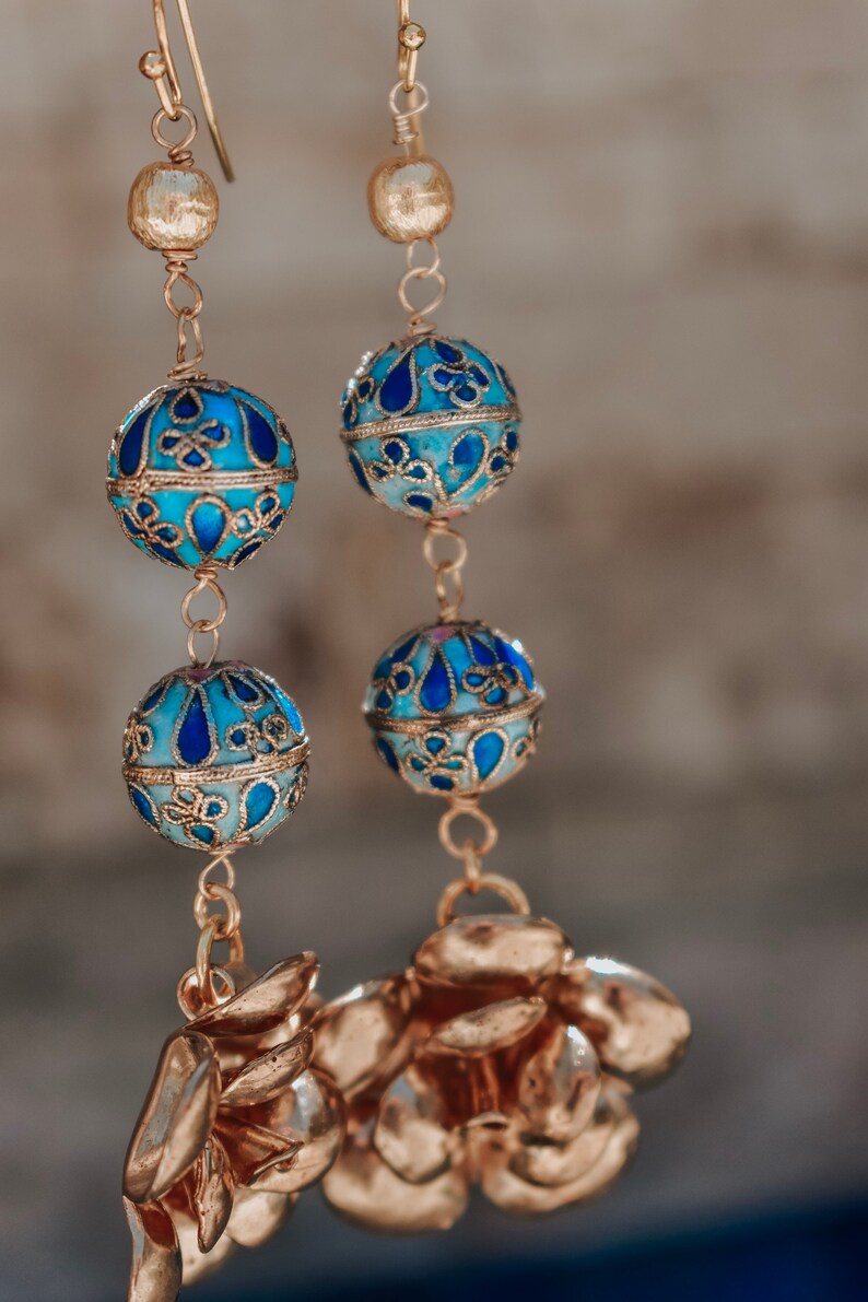 CHRYSANTHEMUM DANGLE EARRINGS /// Statement Earrings Brass Etsy