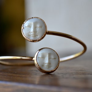 Man in the Moon Bracelet /// Moon Face Jewelry, Women's Gifts, Electroformed bangles, Moon, Celestial, Luna, Birthday, Statement Accessories image 2