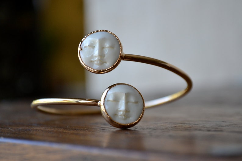 Man in the Moon Bracelet /// Moon Face Jewelry, Women's Gifts, Electroformed bangles, Moon, Celestial, Luna, Birthday, Statement Accessories image 2