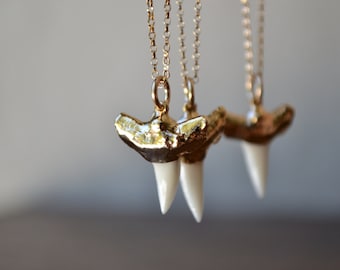 MINI CHOMP /// Gold Necklace, Layering, Beach, Ocean, Shark Teeth, Gifts for her, Birthday Gifts, Bohemian Jewelry, Festival Jewelry