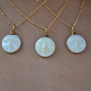 Man in the Moon Necklace /// Moon Face Pendant, Gold Necklace, Silver Necklace, Bohemian Gifts, Luna, Celestial, Accessories