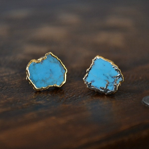 AQUA STUDS /// Turquoise Earrings, Stud Earrings, Bohemian Earrings, Lux Divine Jewelry, Gifts for her, Birthday Gift, Summer Earrings