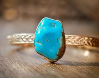 TURQUOISE CUFF /// Gemstone Gold Bangle Bracelet