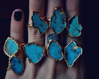 TURQUOISE STACK RING /// Gold Ring, Stackable Ring, Turquoise, Bohemian Jewelry, Gift for her, Women's Ring, Statement Ring
