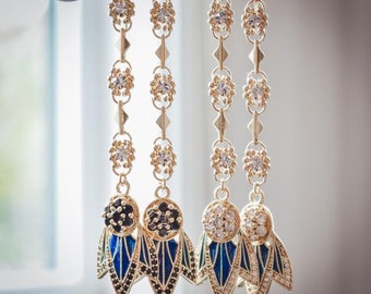 BOUCLES D’OREILLES TIGER LILY /// Lapis Blue Émail, Boucles d’oreilles Dangle, Zircone Cubique, Bijoux Boho, Cadeaux pour elle, Cadeau d’anniversaire, Boucles d’oreilles Statement