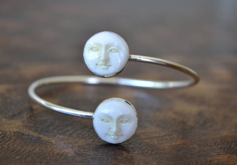 Man in the Moon Bracelet /// Moon Face Jewelry, Women's Gifts, Electroformed bangles, Moon, Celestial, Luna, Birthday, Statement Accessories image 5