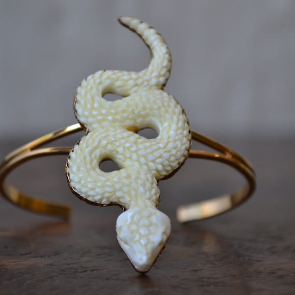 SNAKE MEDICINE  ///  Handcrafted Bone Cuff /// 24kt Gold Electroformed Bone